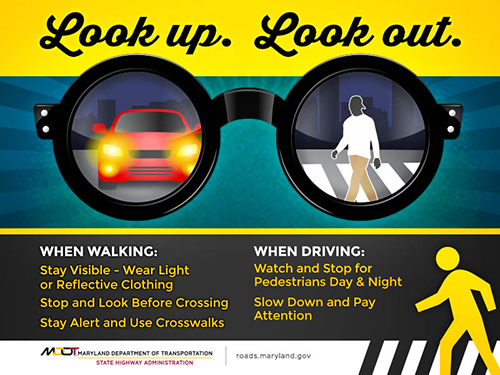 Look Up Look Out pedestrian safety tips