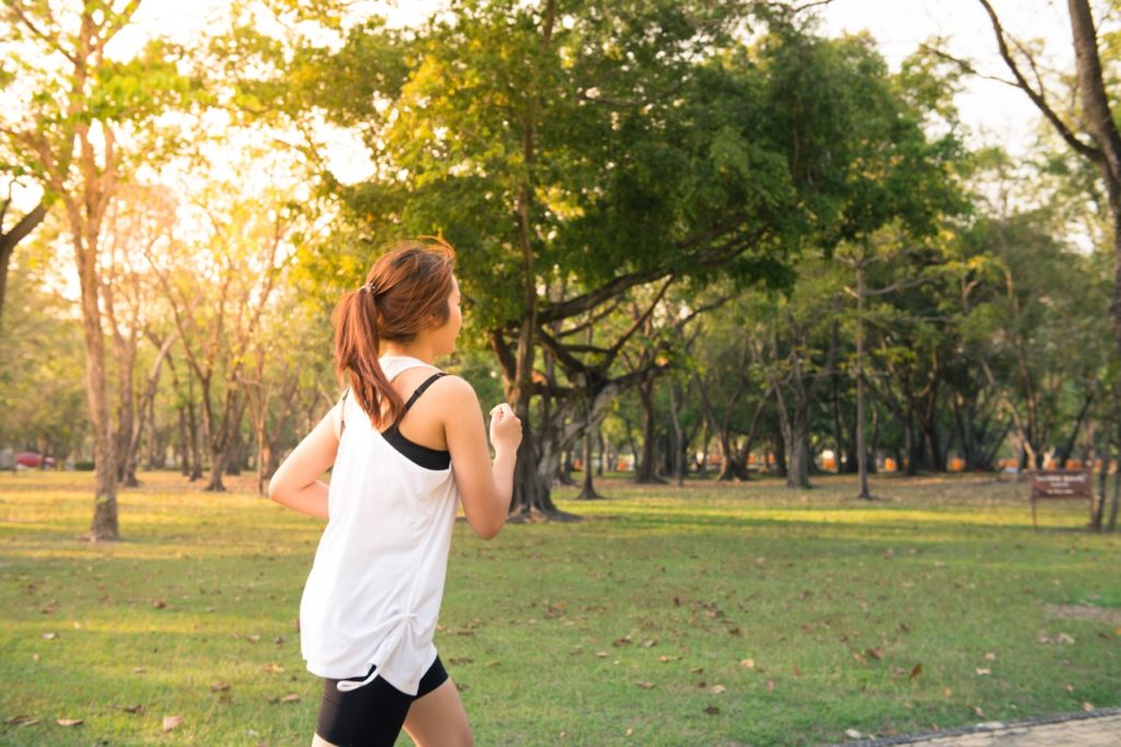 woman running in a park